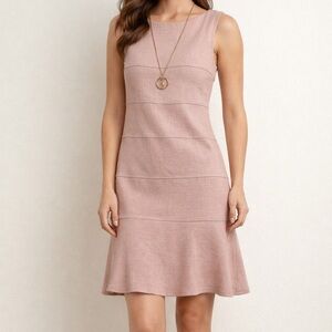 Enfocus Blush Pink Sleeveless Knit Fit-and-Flare Midi Dress